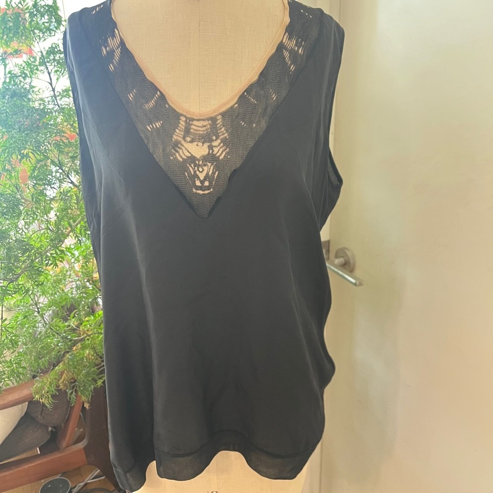 VIVIANA UCHITEL Black Silk Tank Size Large